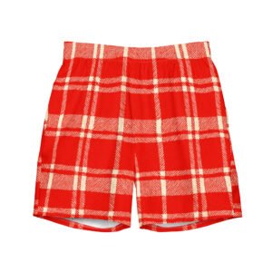 Red Madras Caribbean Sportswear Swim Trunks