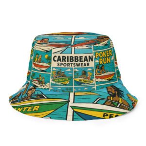 Reverse Blue Cartoon Bucket Hat